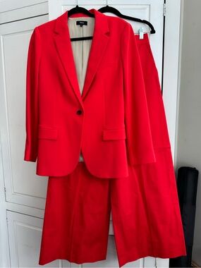 Theory Red Women's Tailored Blazer and Matching Wide-Leg Pants